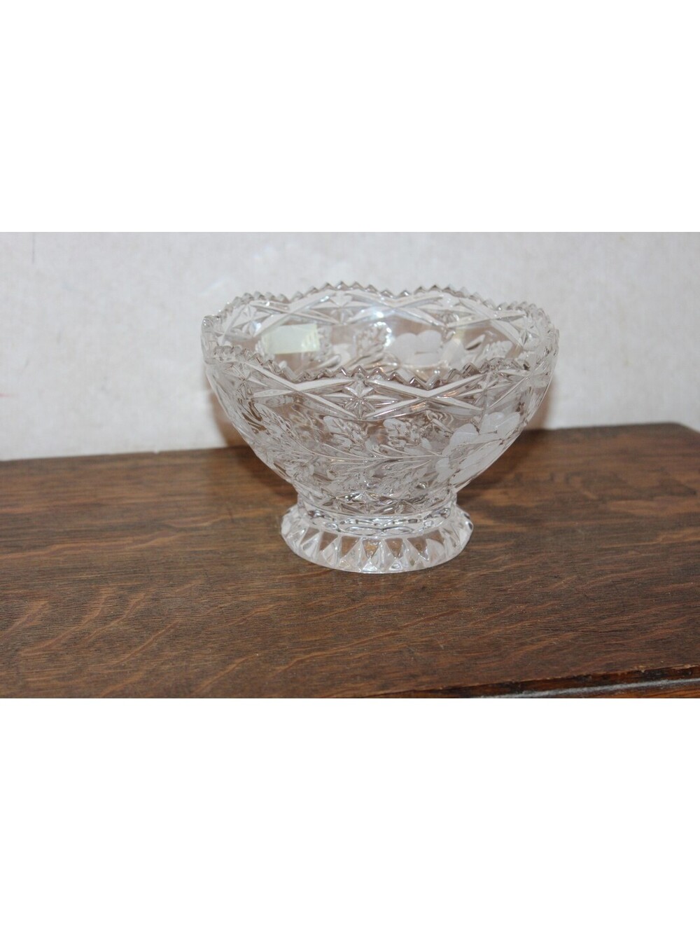 Vintage Crystal Clear Industries Lead Crystal Footed Bowl Yugoslavia Floral